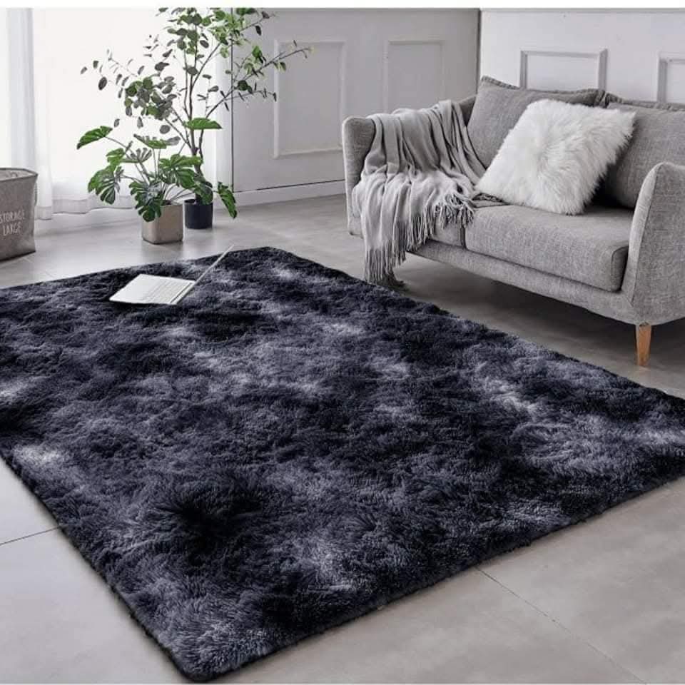 Generic 7 by 10  Fluffy Carpet Black