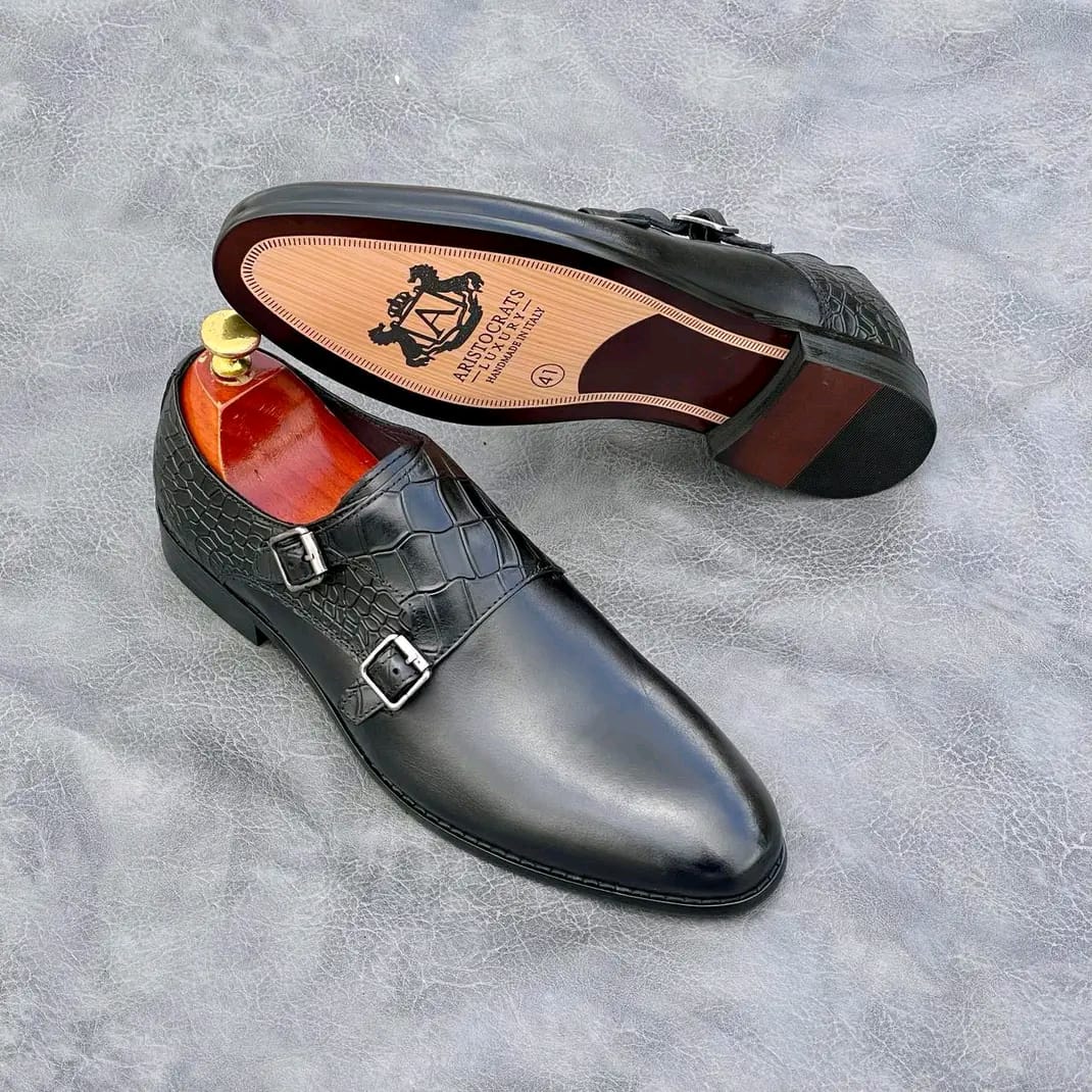 High quality black billionaire official leather shoes