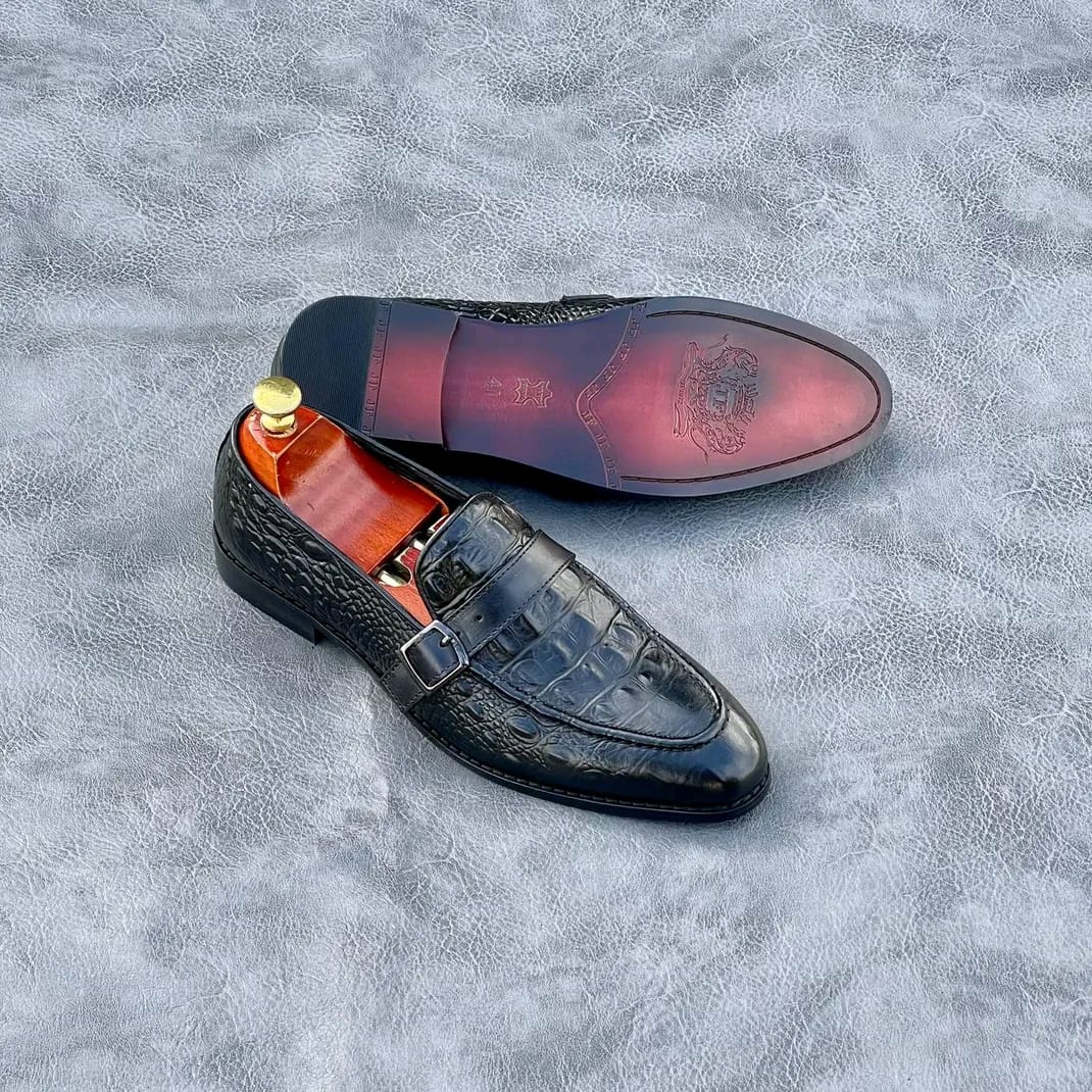 High quality black billionaire official leather shoes