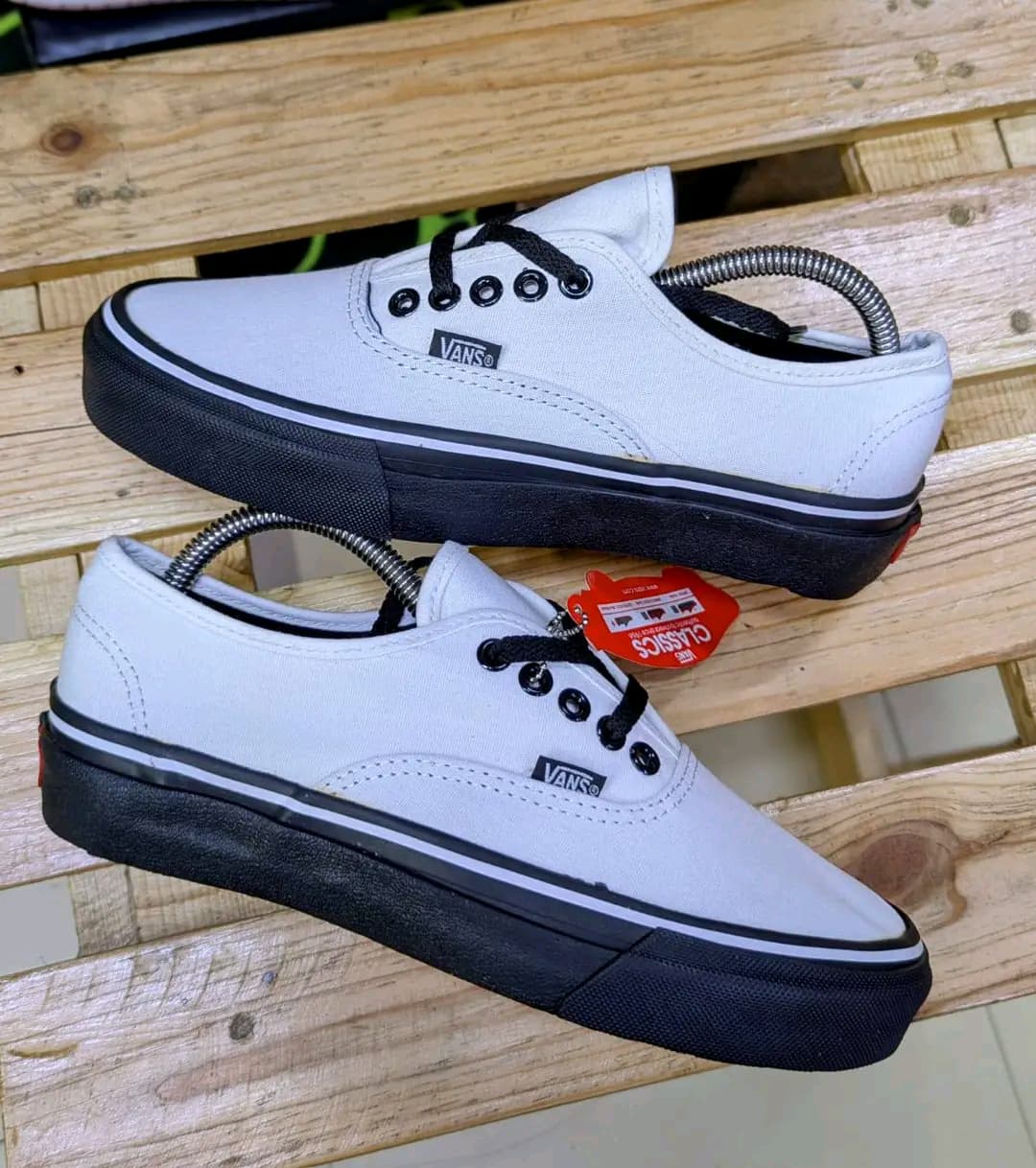 Double Sole Vans of the Wall Sneakers Plain White- Black Sole