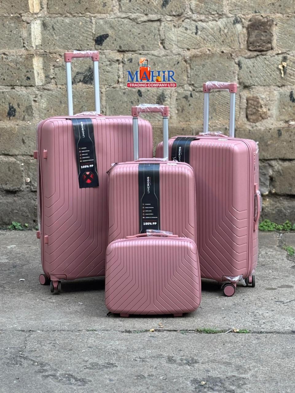 Fashion 4 in 1 unbreakable luxurious rubber suitcase travel bag pink