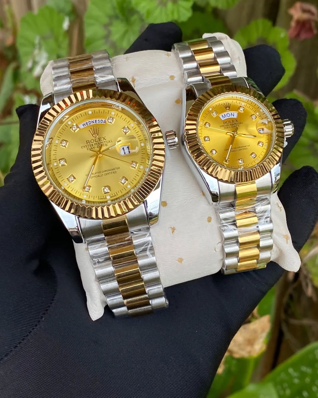 Rolex Oyster Perpetual Day Date Couple Gold and Silver