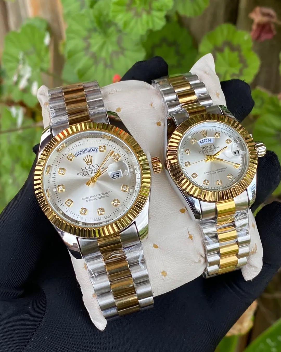 Rolex Oyster Perpetual Day Date Couple White and Silver