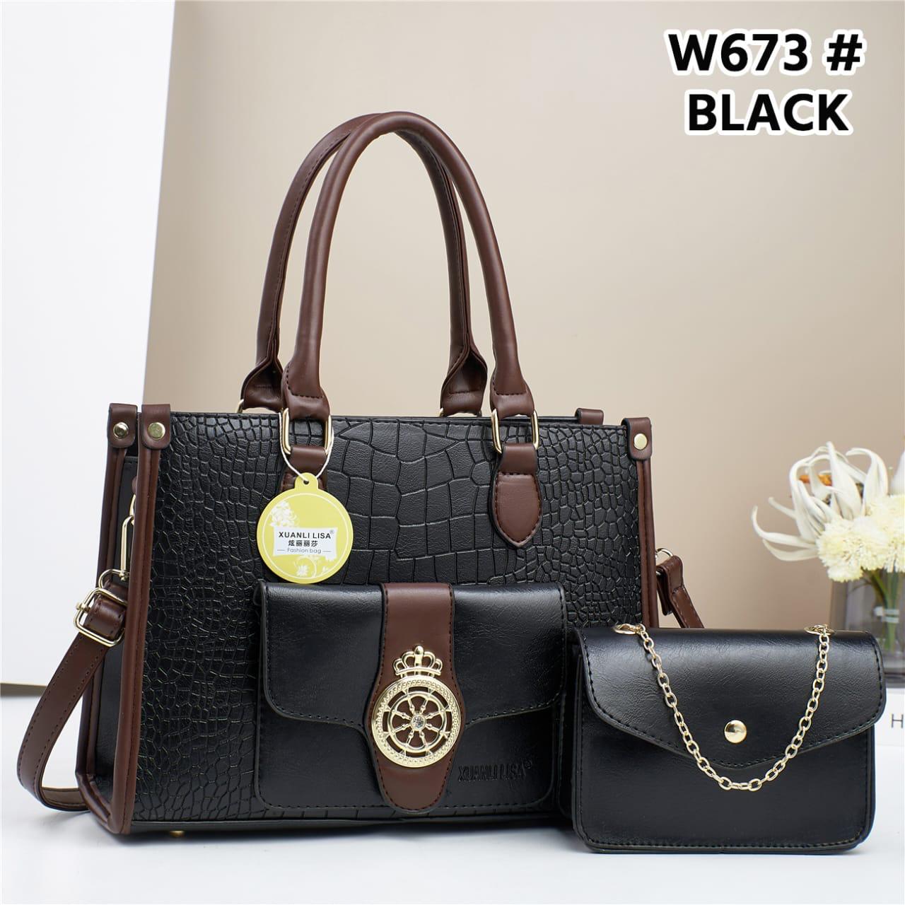 High quality 2 in 1 black ladies handbag