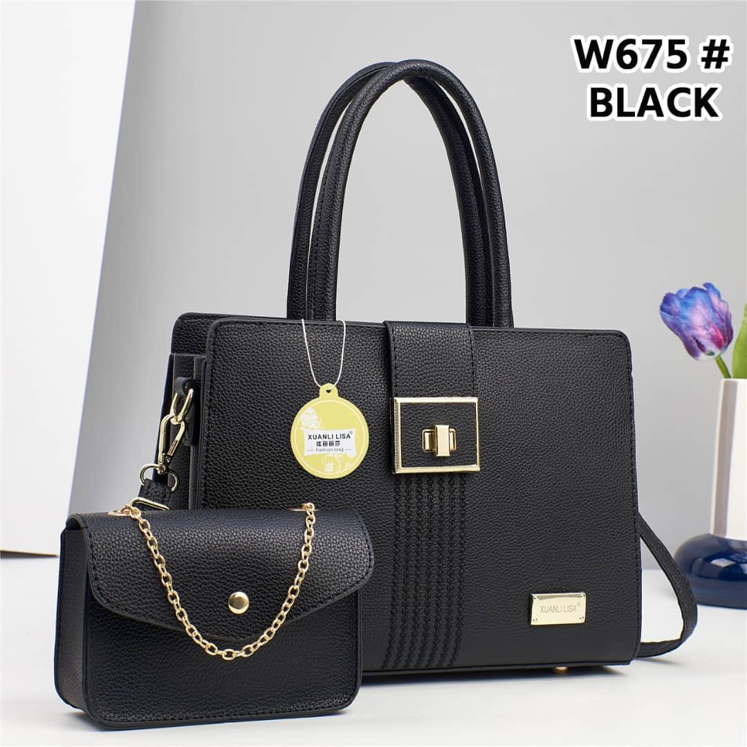 High quality 3 in 1 black ladies handbag