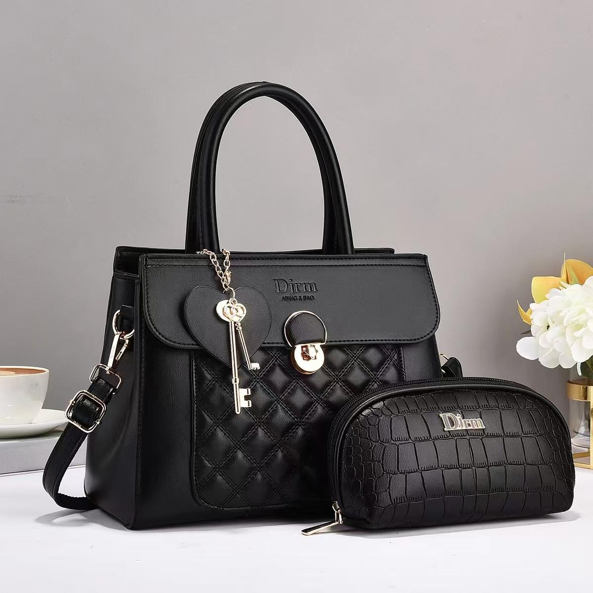 High quality 3 in 1 black ladies handbag