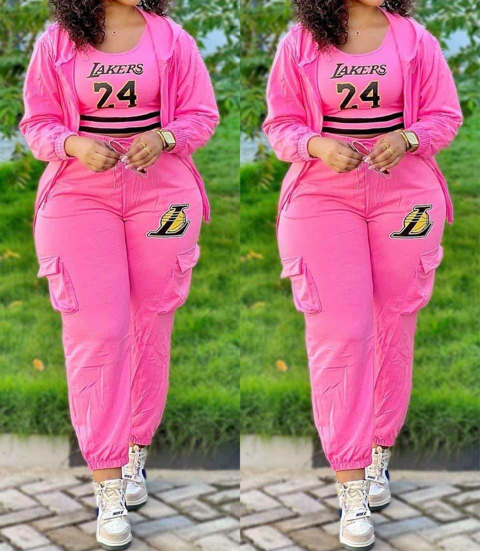 Lakers pink 3 piece set suits