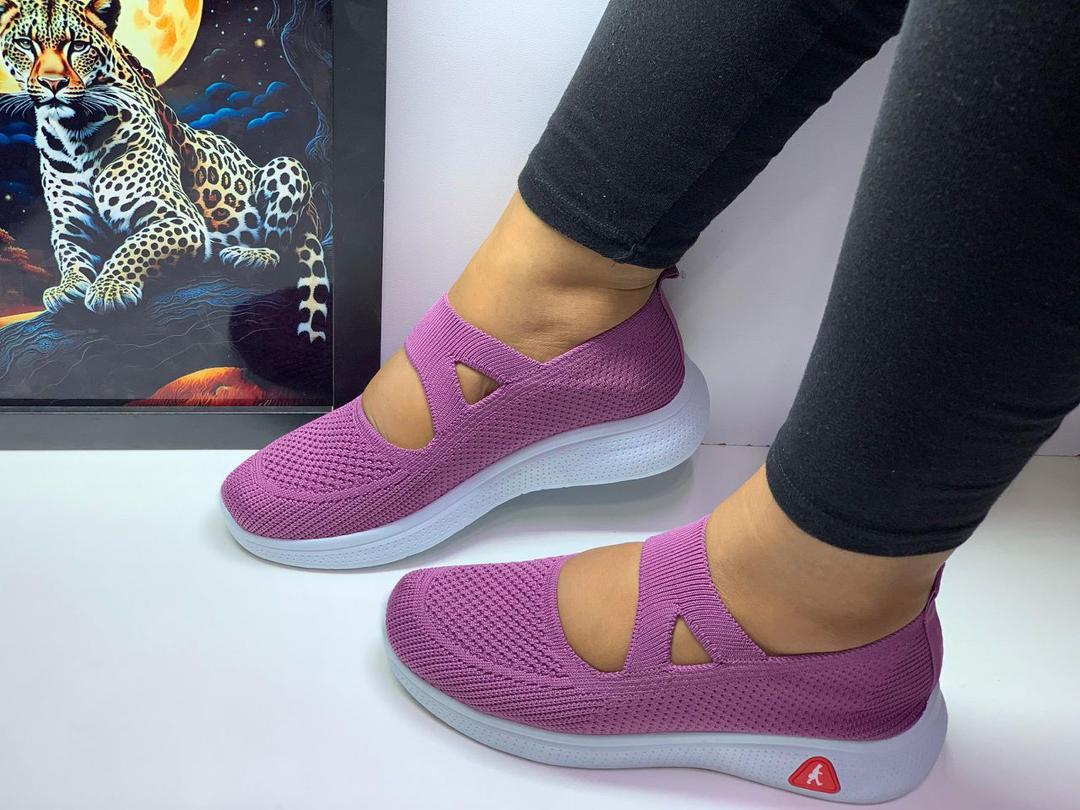 Ladies breathable dark purple slip-on casual shoes