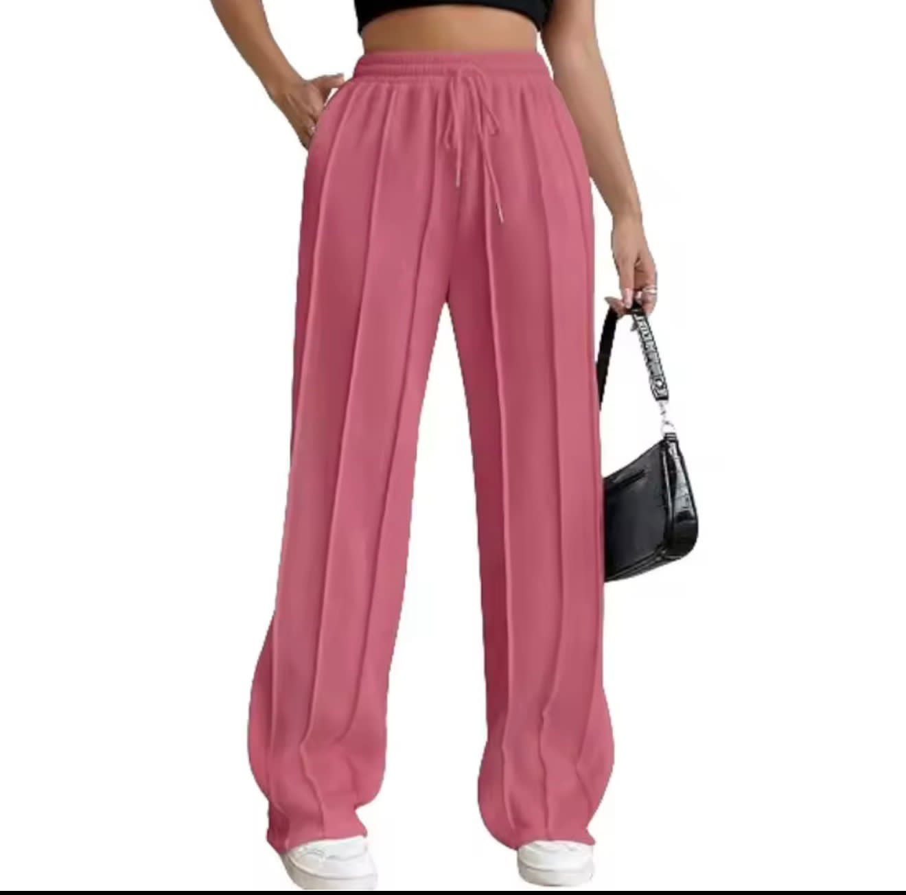 Elegant Wide-Leg Pink Ladies Pants All Size