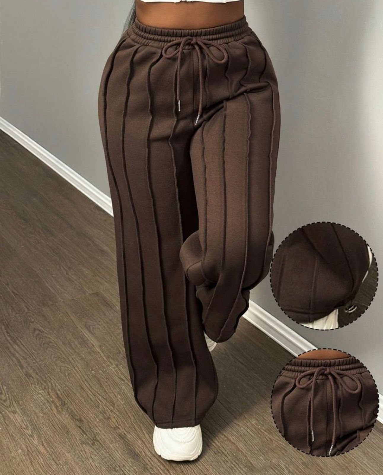 Elegant Wide-Leg Beige Ladies Pants All Size