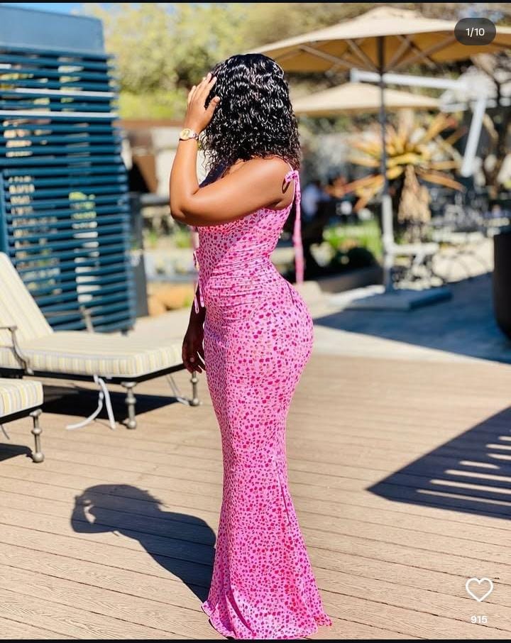 Dotted Bodycon Maxi Pink Sundress