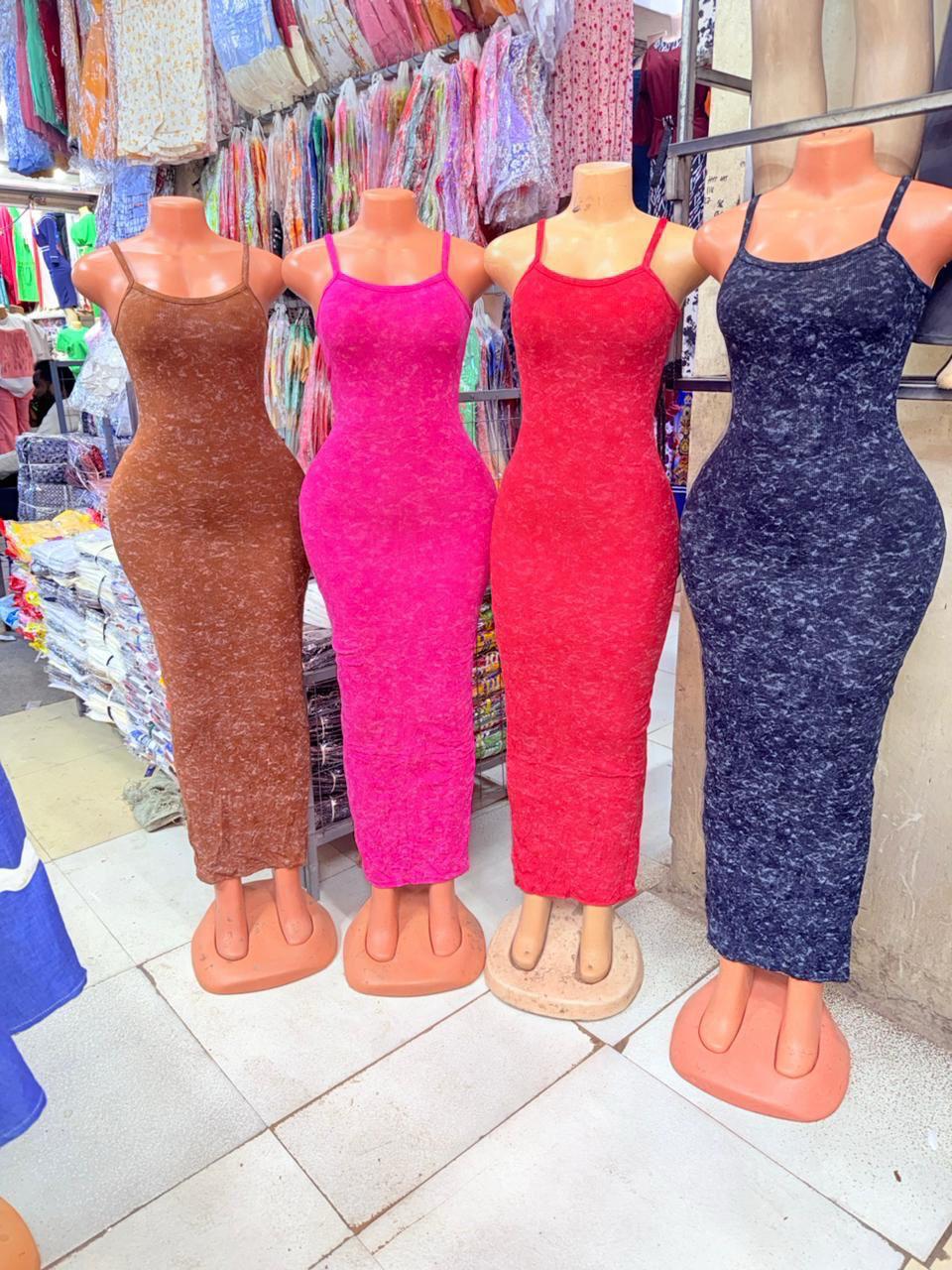 Spaghetti Strap Bodycon Dress – Textured Elegance